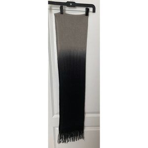 Vintage Preston of York Ombre Black & Gray Fringed Scarf